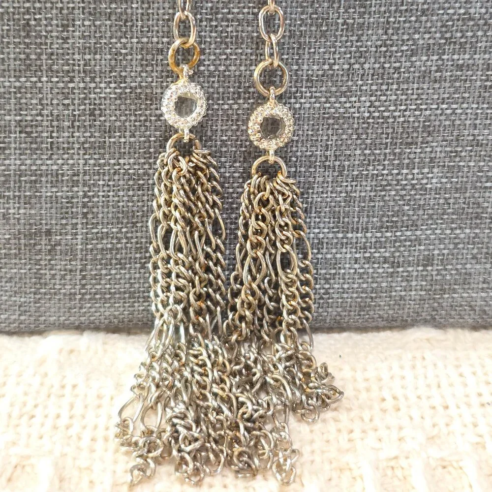 Vintage Silver Tassle Western Style Stone Accents Long 29